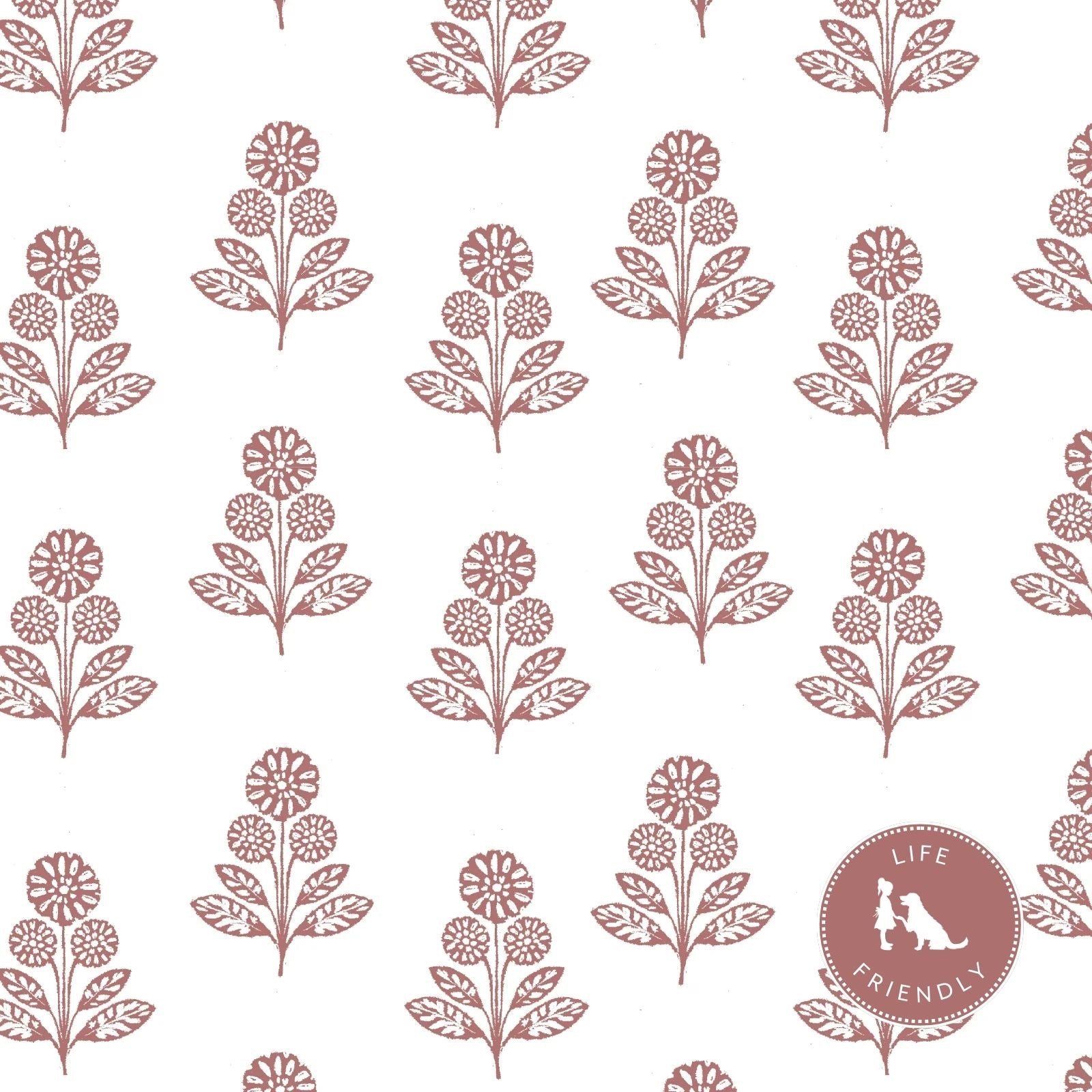 Stella Floral Fabric in Rose