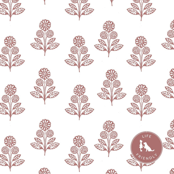 Stella Floral Fabric in Rose