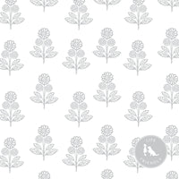 Stella Floral Fabric in Stone Grey