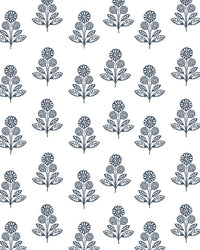 Stella Floral Fabric in Navy
