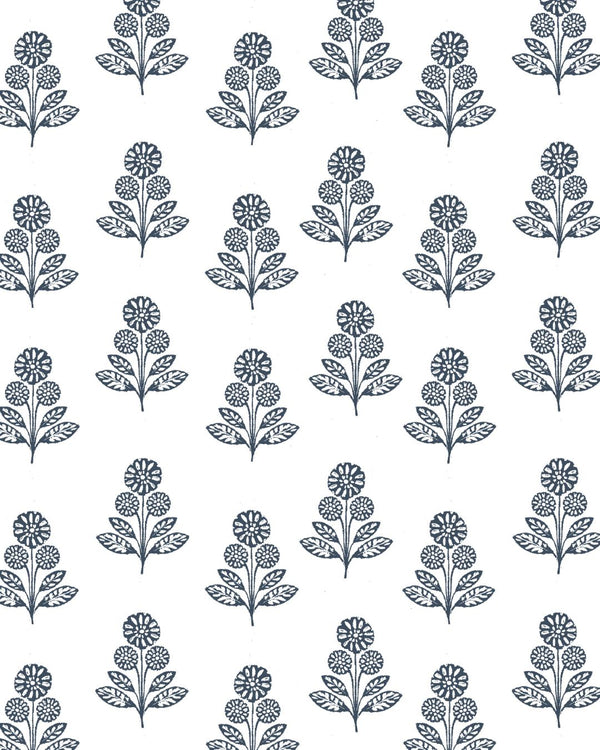 Stella Floral Fabric in Navy