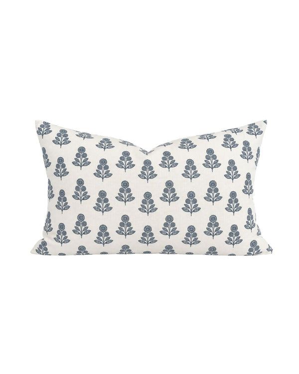 Stella Floral Pillow in Navy