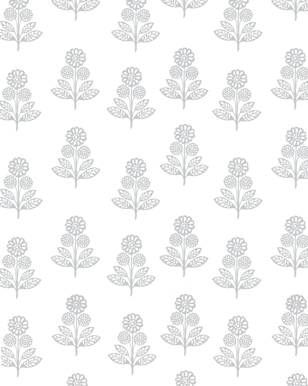 Stella Floral Fabric in Stone Grey