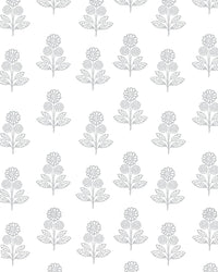 Stella Floral Fabric in Stone Grey