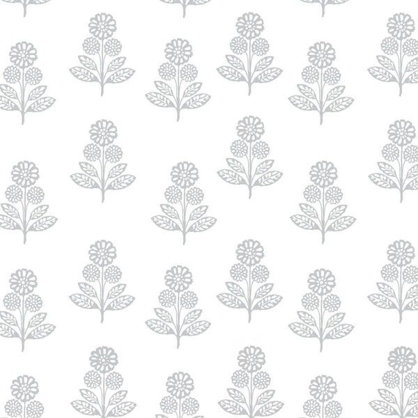 Stella Floral Fabric in Stone Grey