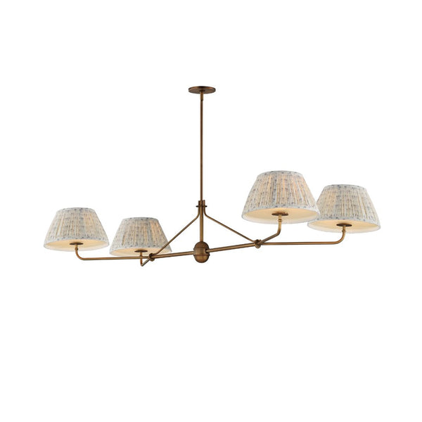 Sutton 4-Light Linear Chandelier - Weathered Brass