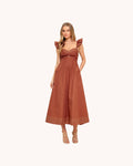 Woven Ruffle Midi Dress