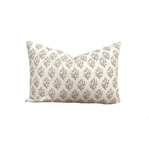 Willow Floral Pillow in Grey