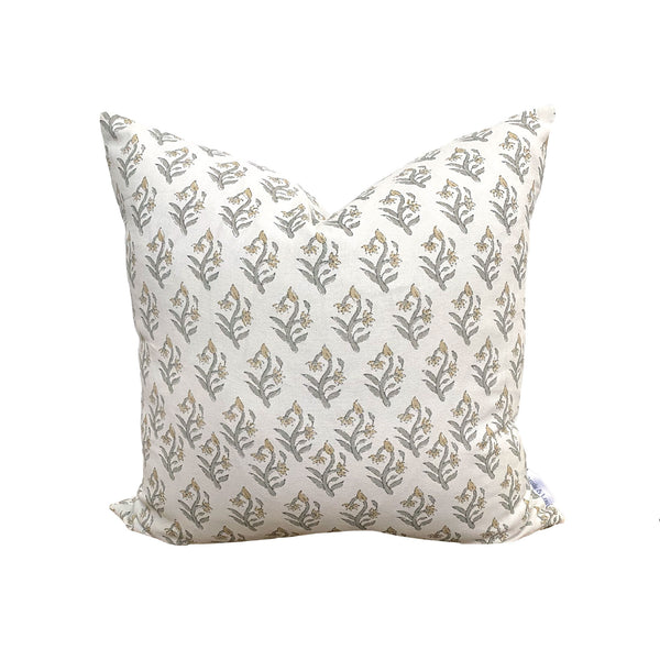 Willow Floral Pillow in Grey