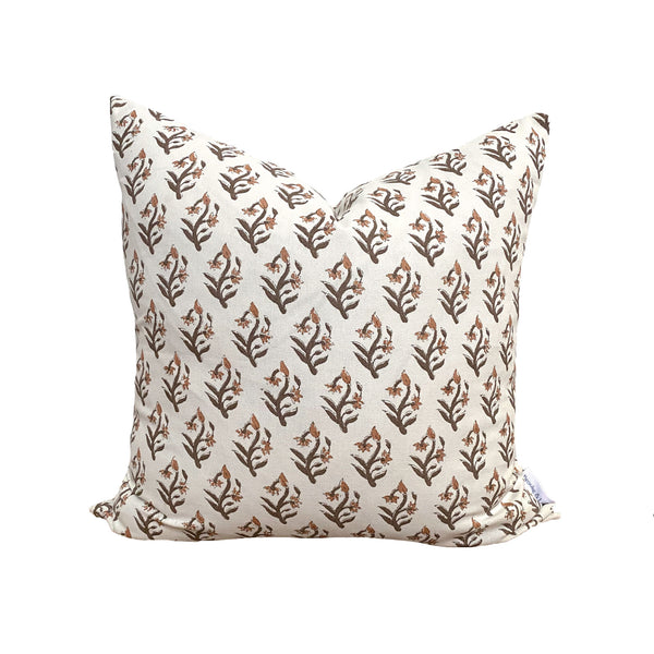 Willow Floral Pillow in Brown