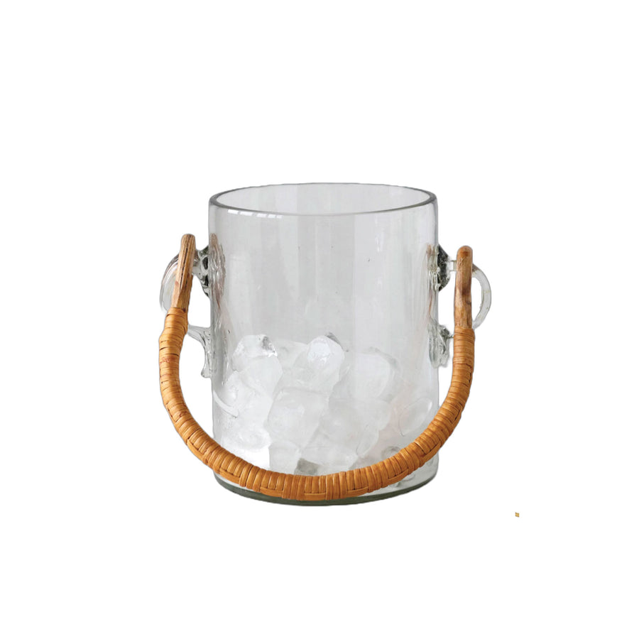 Bamboo and Glass Ice Bucket