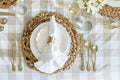 Gingham Check Tablecloth in Natural