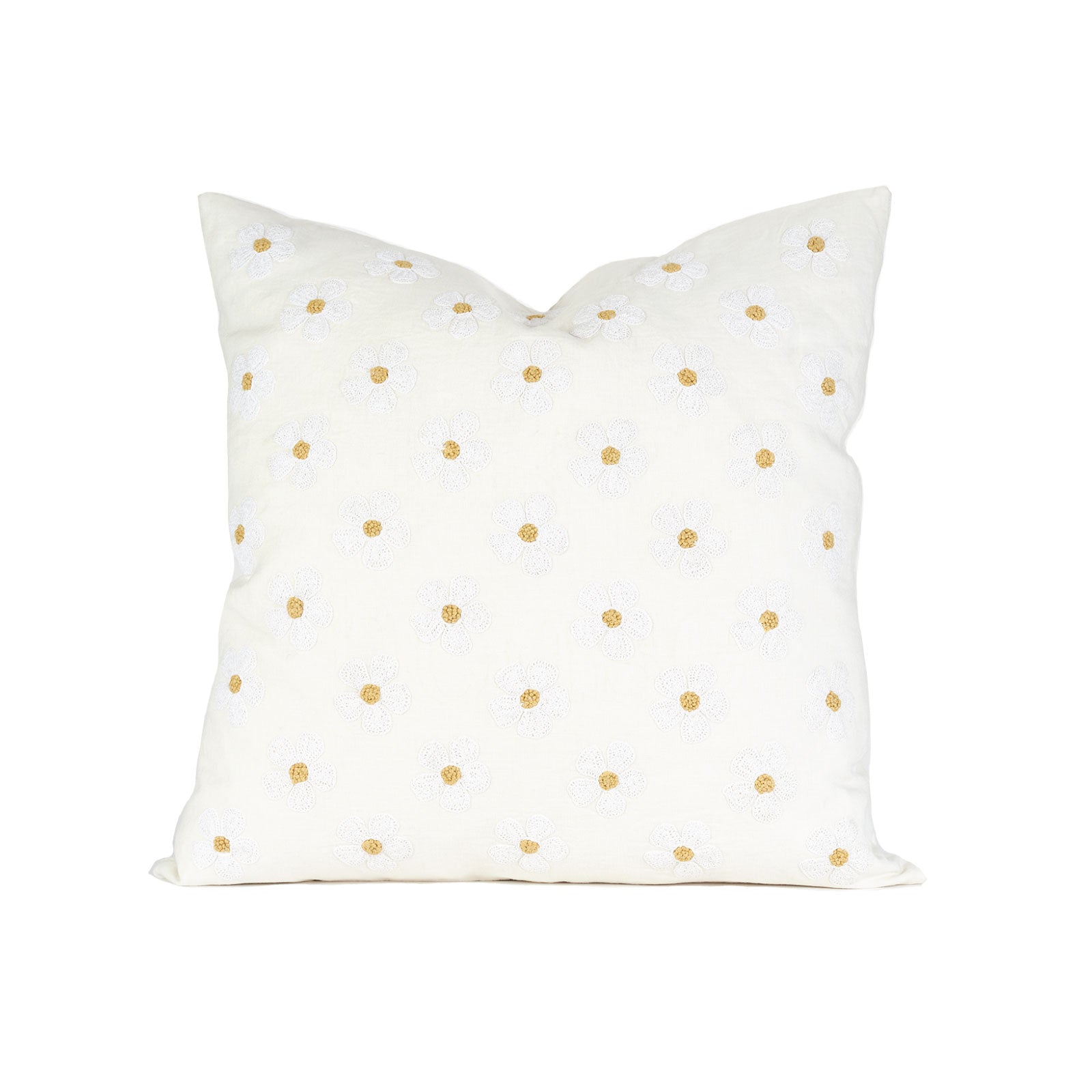 Daisy Embroidered Pillow