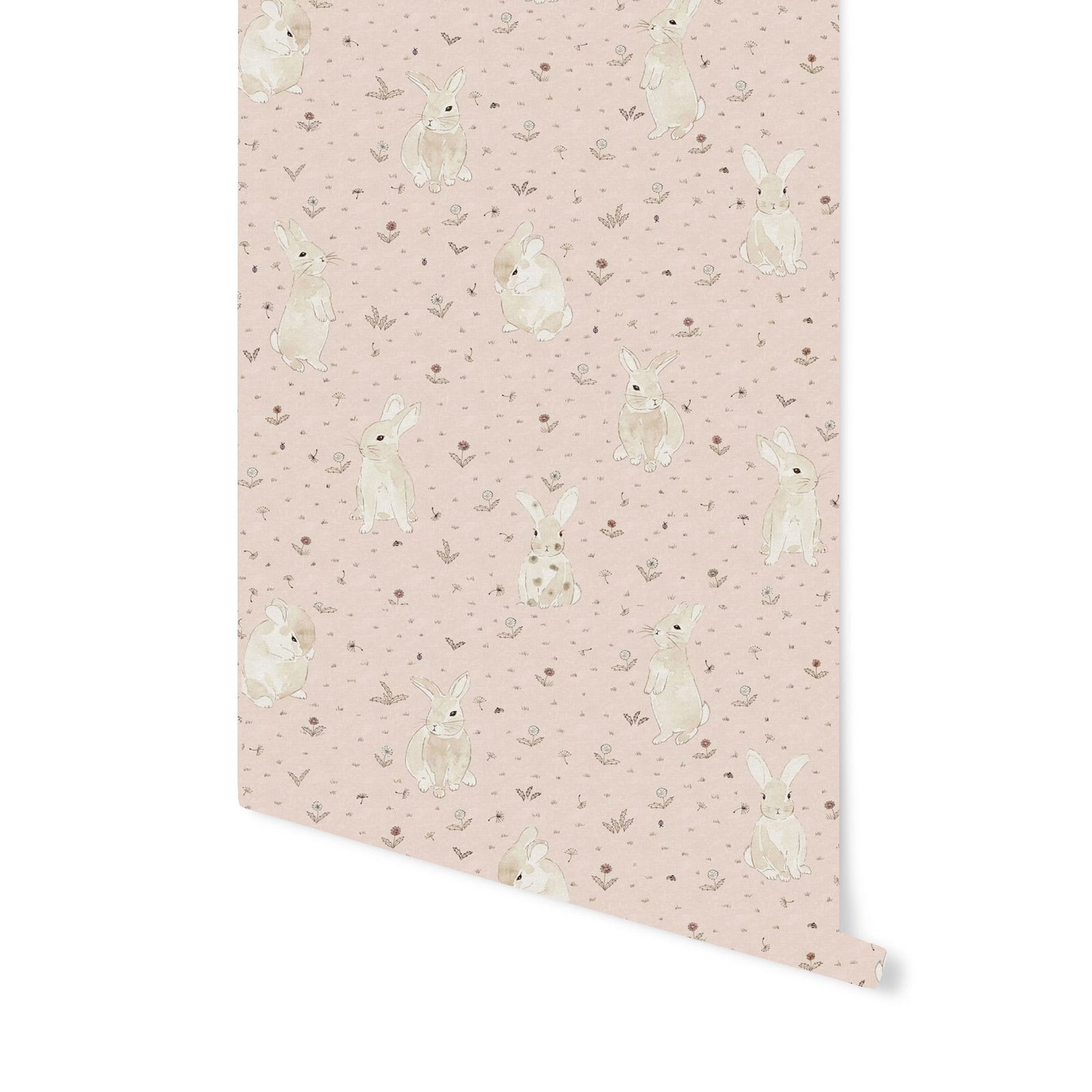 Bunny Meadow Wallpaper in Blush