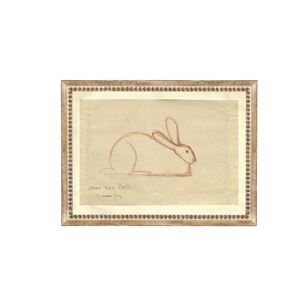 Bunny Rabbit Art in Beige