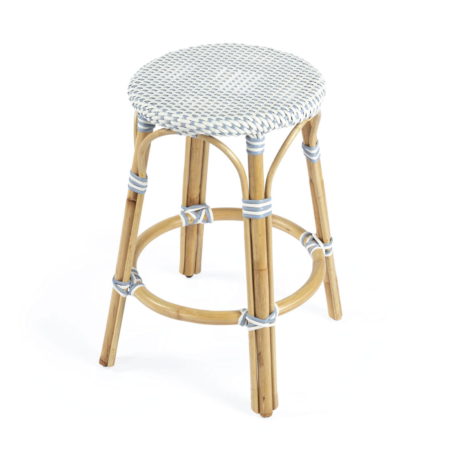 Cabana Backless Counter Stool in Blue and White