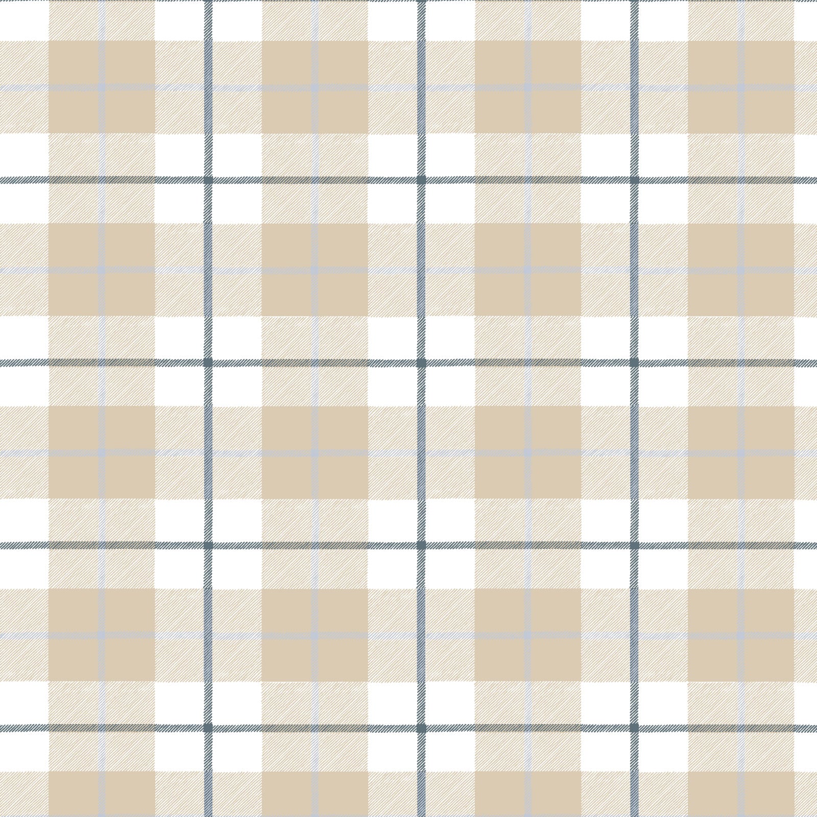 Camden Plaid Fabric in Natural & Navy