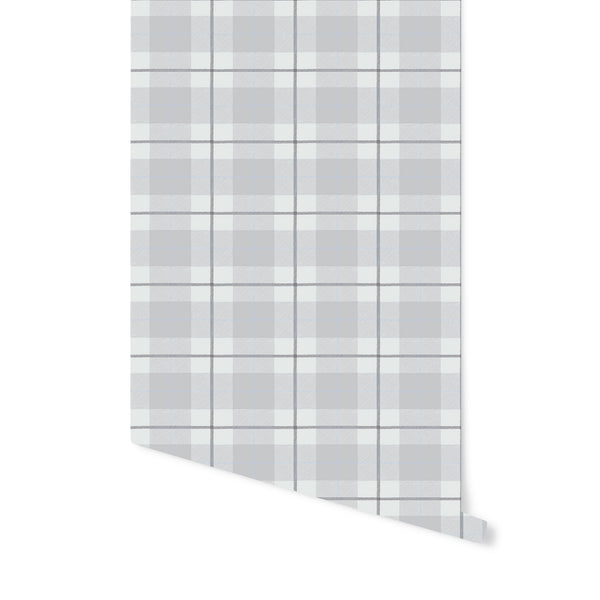 Camden Plaid Wallpaper in Grey