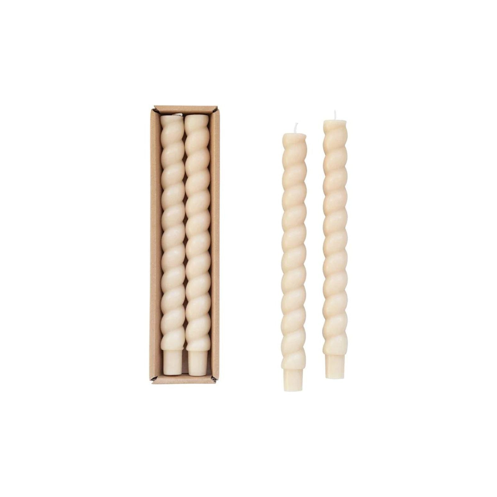 Cream Twisted Candle Taper - Set of 2