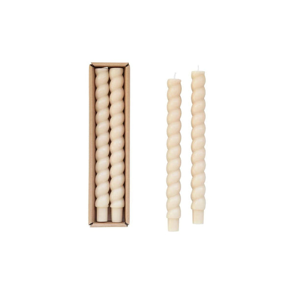 Cream Twisted Candle Taper - Set of 2