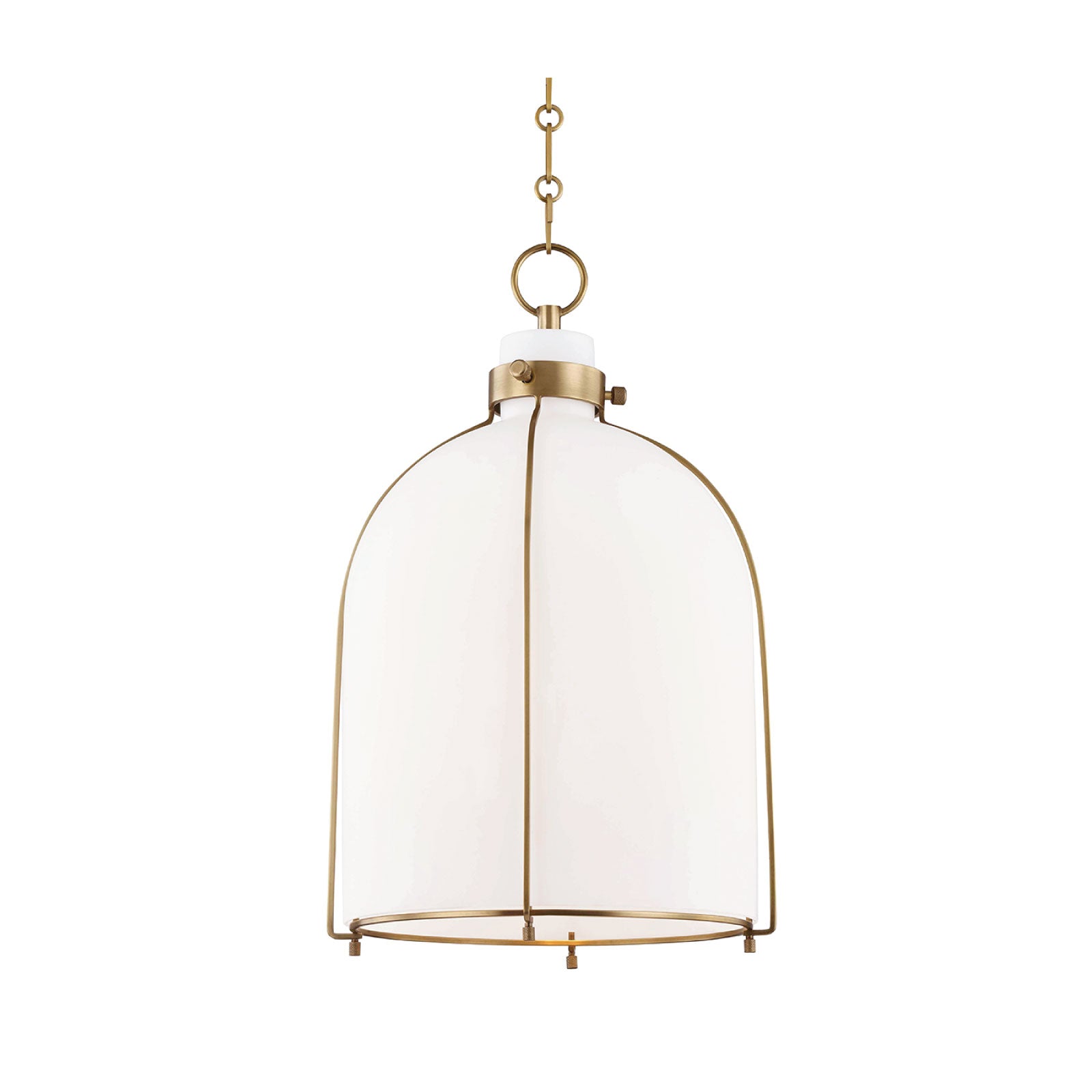 Large white and brass pendant light