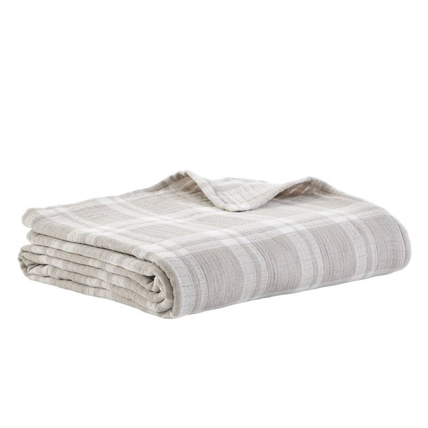 Plaid Bed Throw in Grey