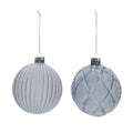 Dusty Blue Patterned Ornament Set