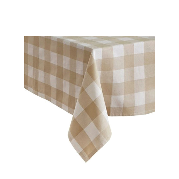 Gingham Check Tablecloth in Natural