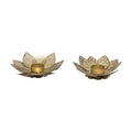 Gold Flower Tea-light Holder Set