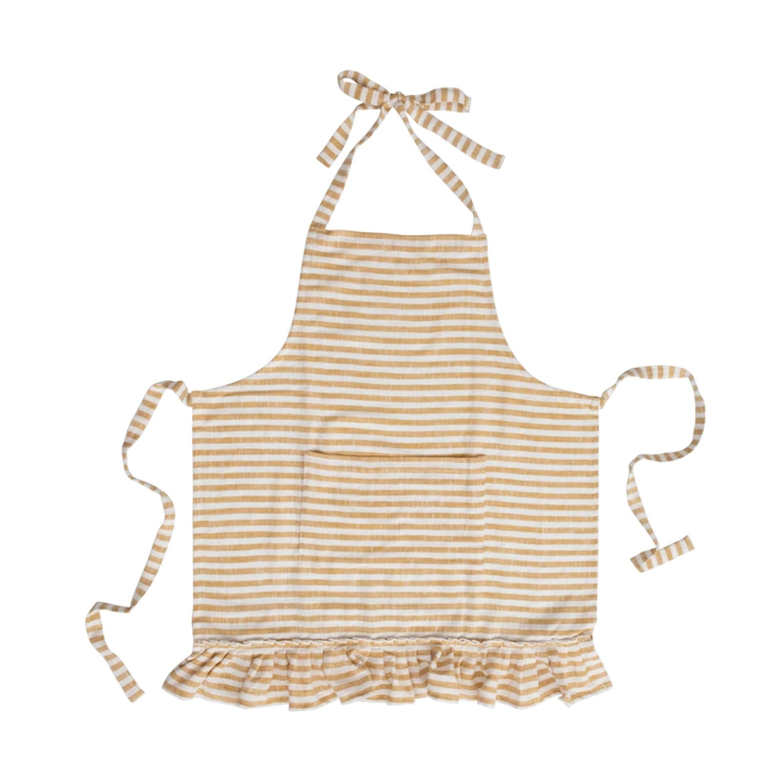 Goldenrod Cotton Stripe Ruffle Apron