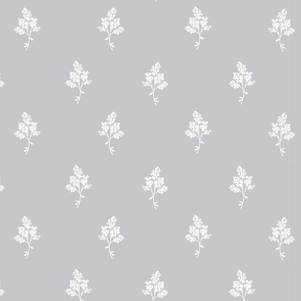 Hannah Floral Fabric in Stone Grey