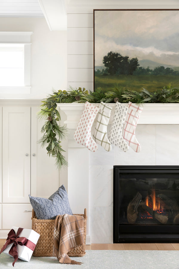 Linden Plaid Stocking in Rose