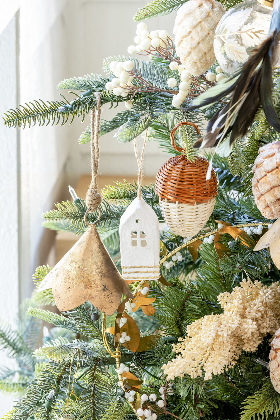 Distressed Gold Scalloped Metal Bell Ornament