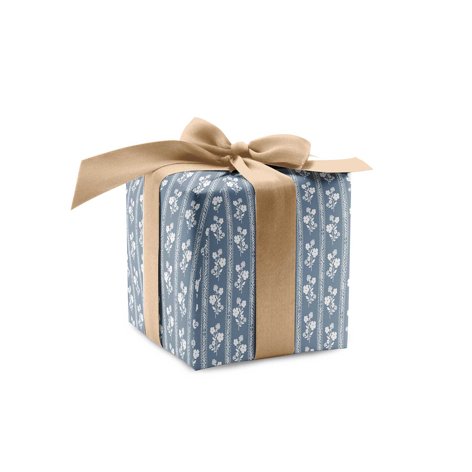 Hollyhock Floral in Dusty Blue Wrapping Paper