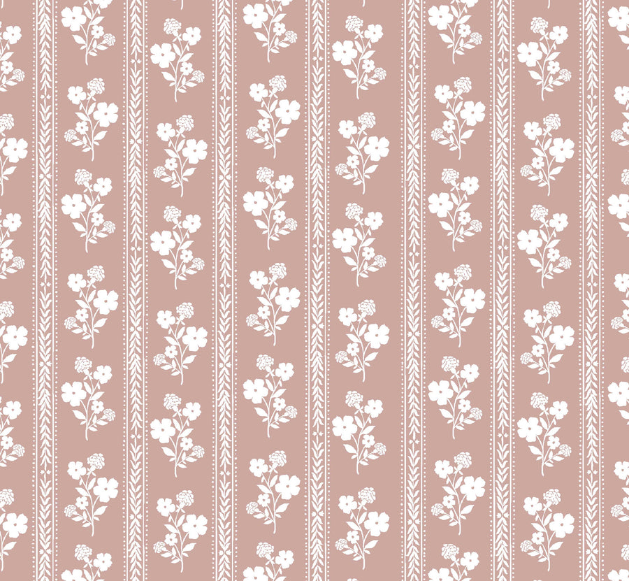 Hollyhock Floral in Dusty Pink Wrapping Paper