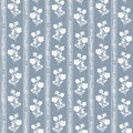 Hollyhock Floral Fabric in Dusty Blue