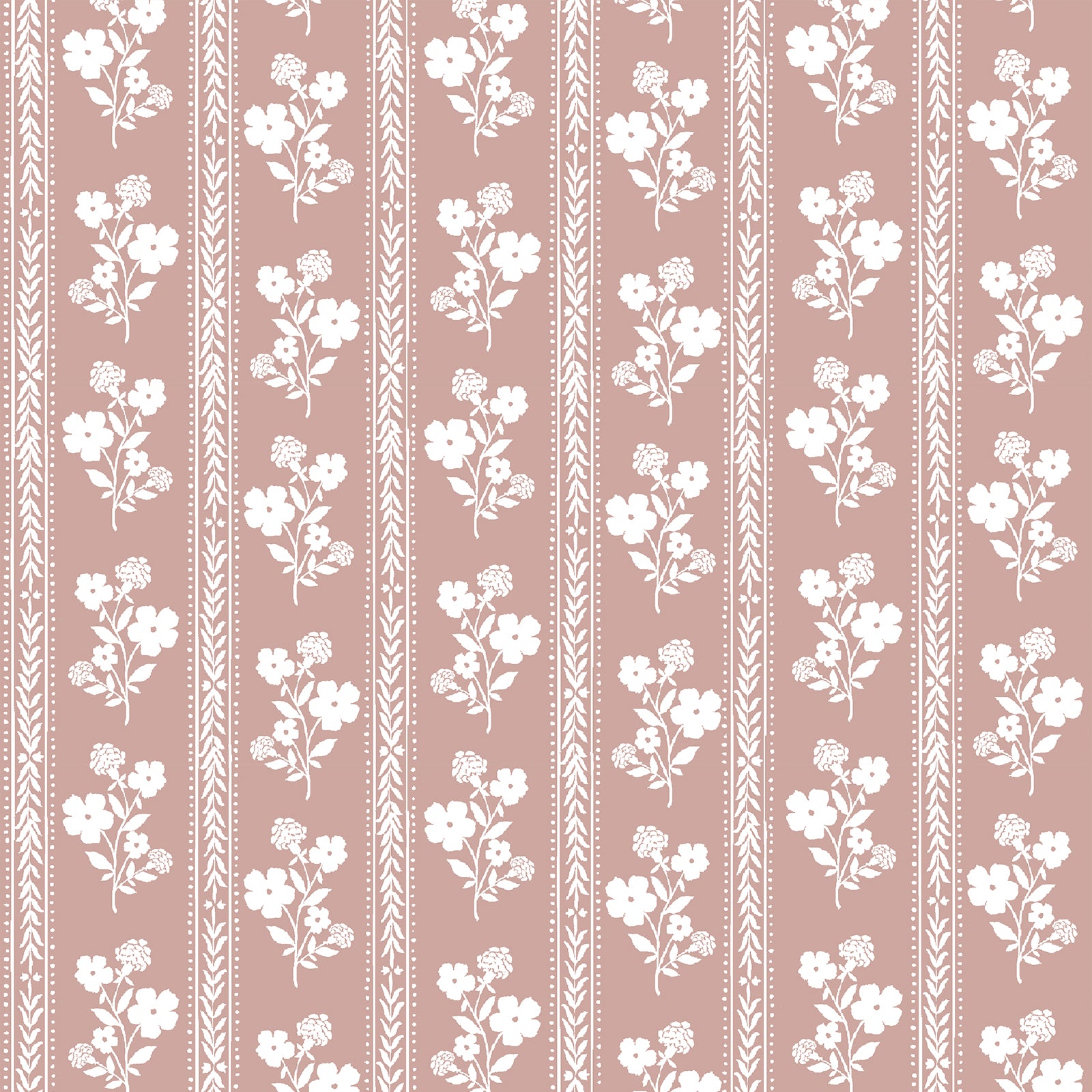Hollyhock Floral Fabric in Dusty Pink