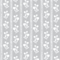 Hollyhock Floral Fabric in Stone Grey