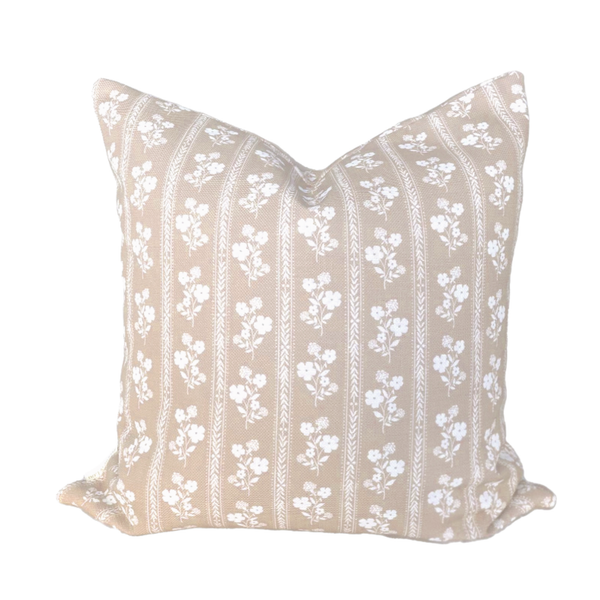 Hollyhock Floral Pillow in Natural