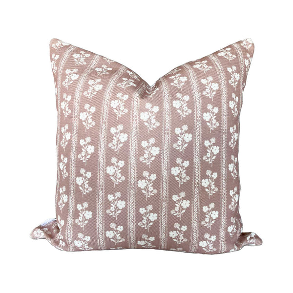 Hollyhock Floral Pillow in Dusty Pink