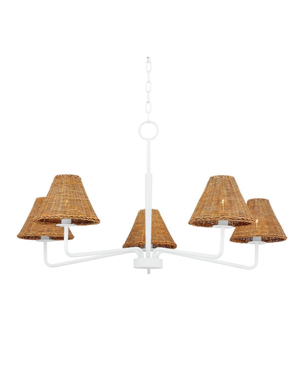 White and rattan chandelier