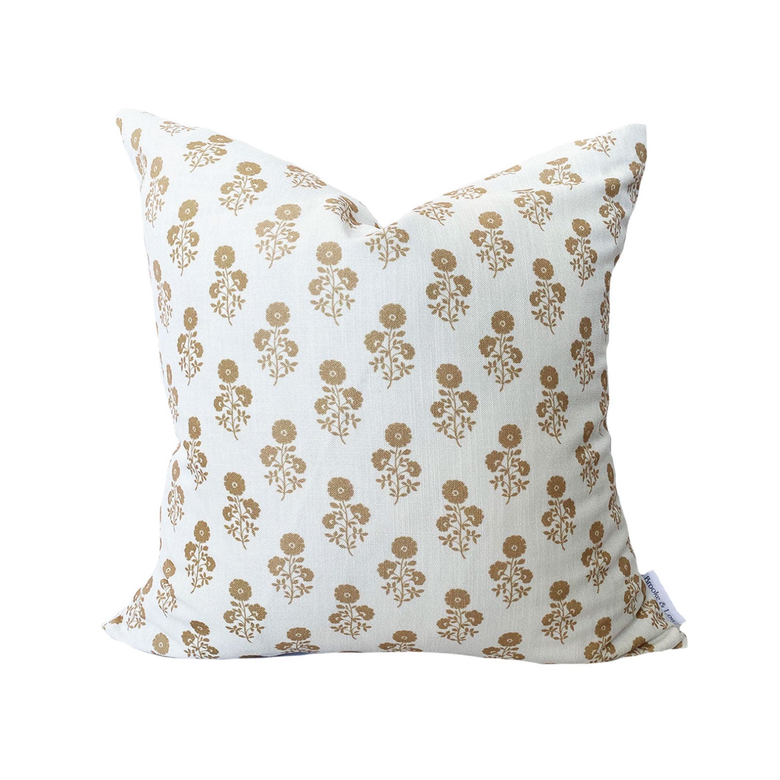 Julia Floral Pillow in Camel on White