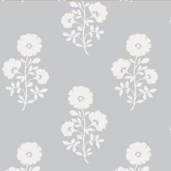 Julia Floral Fabric in Stone Grey