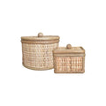 Lidded Woven Cane Box Set