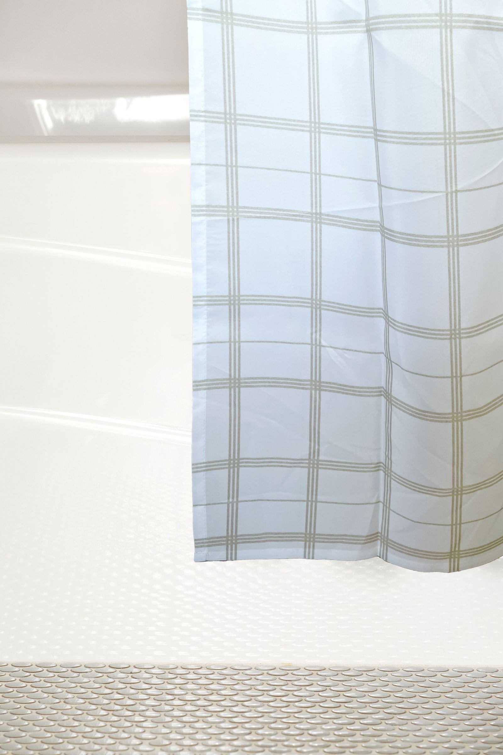 Linden Plaid Shower Curtain in Natural