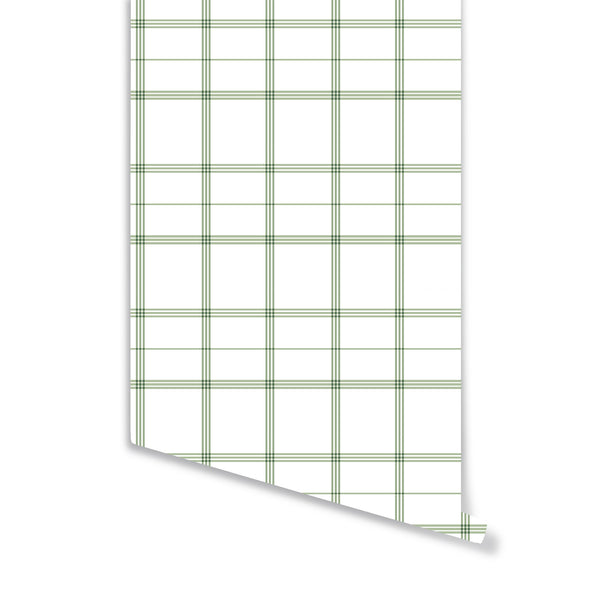 Linden Plaid Wallpaper in Sage