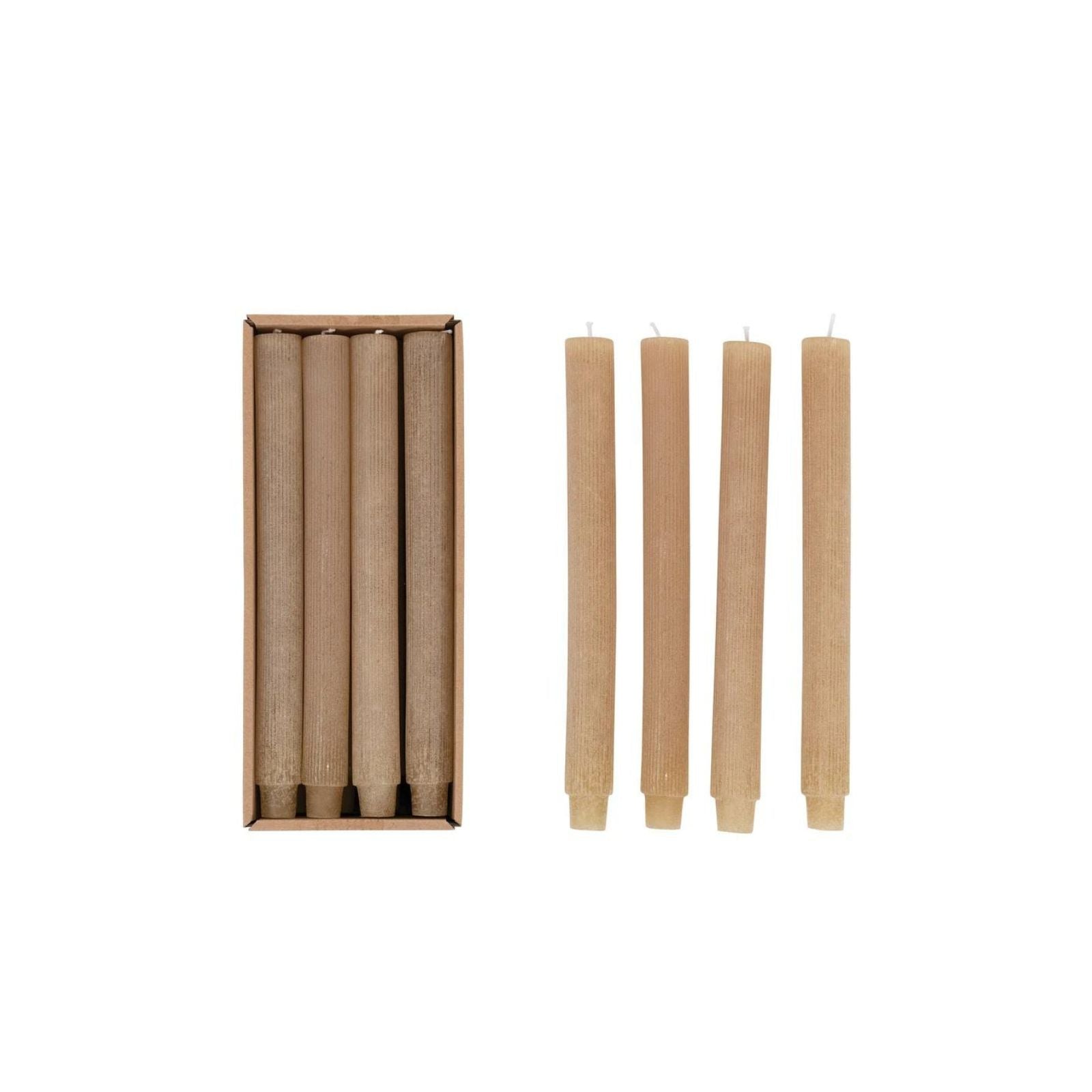 Linen Reeded Candle Taper - Set of 12