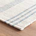 Blue and ivory striped cotton rug