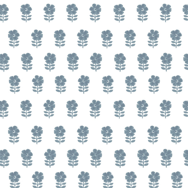 Lulu Floral Fabric in Dusty Blue