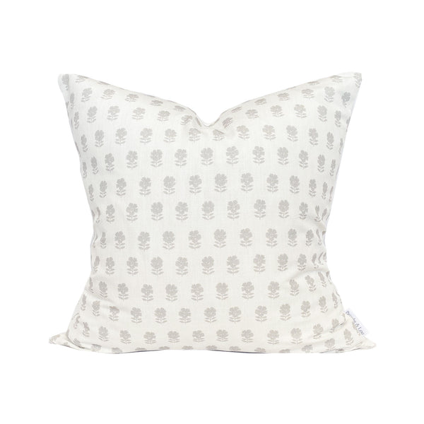 Lulu Floral Pillow in Stone Grey